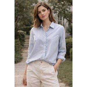 JENNI KAYNE Blue Boyfriend Button Up Shirt Top   Women's Size XS